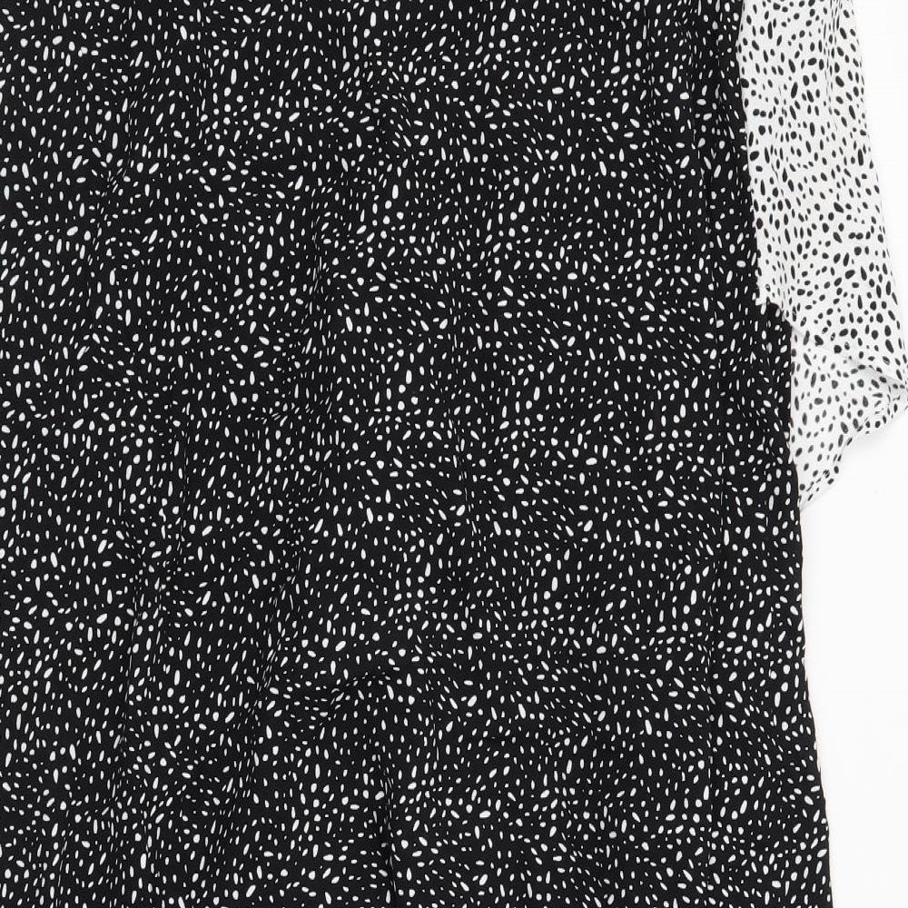 M&S Womens Black Animal Print  Swing Skirt Size 14