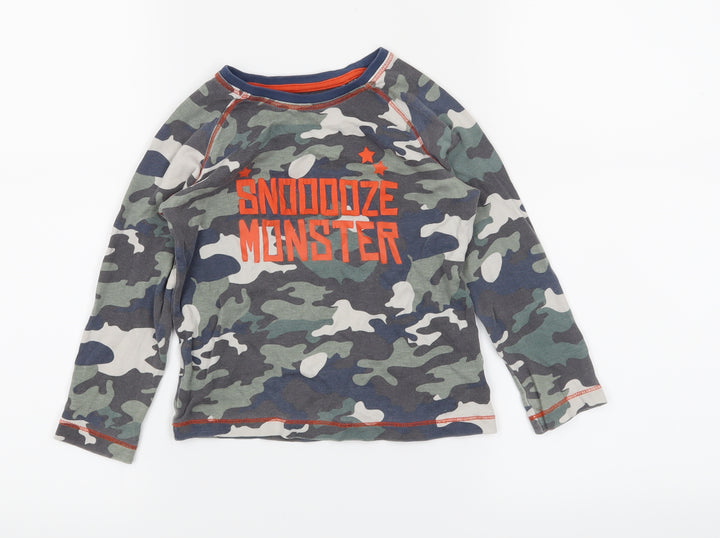 Mini Club Boys Green Camouflage Pyjama Top Size 2-3 Years