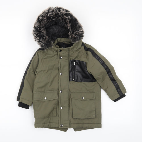 River Island mini Boys Green   Parka Coat Size 12-18 Months
