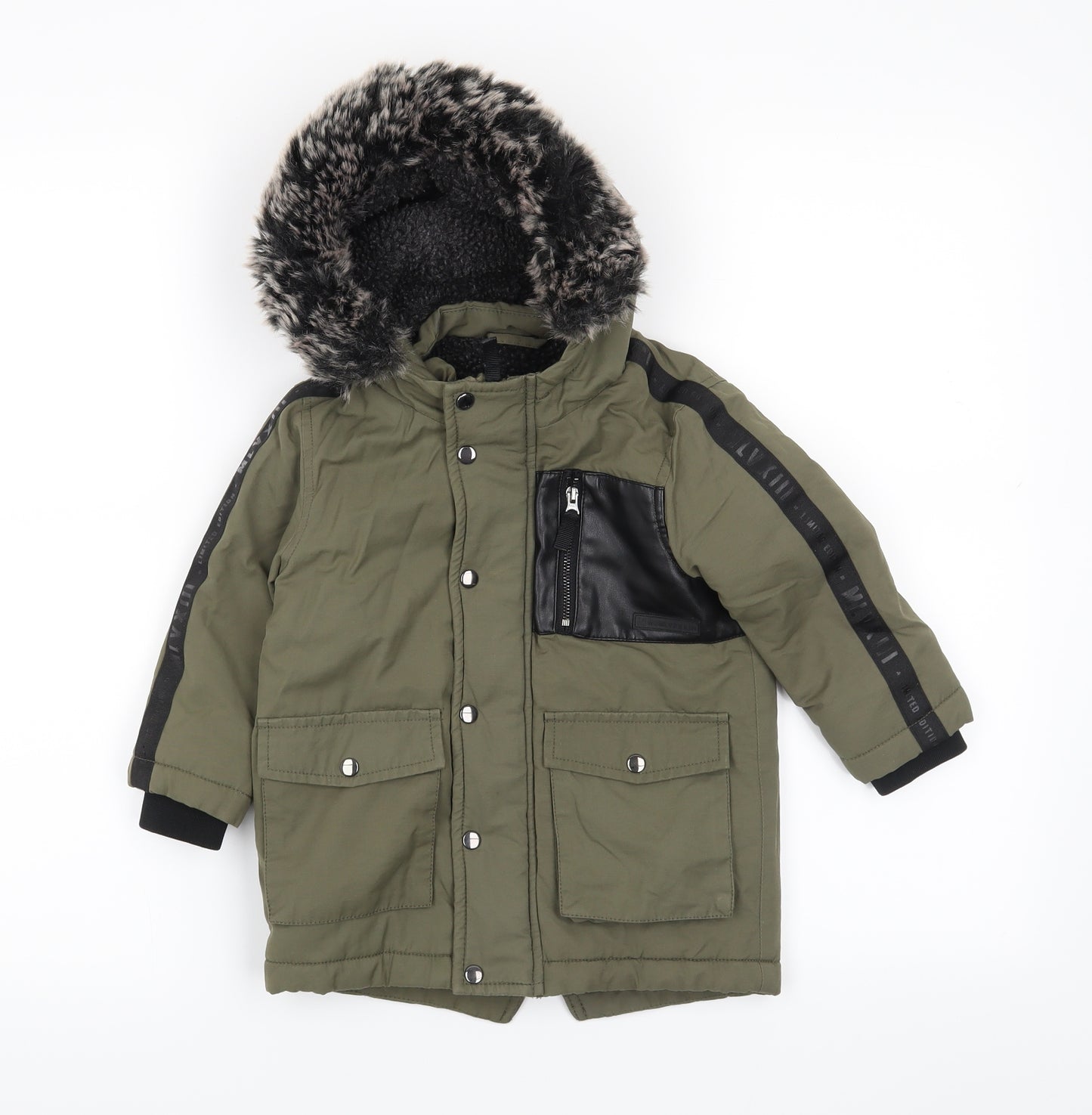 River Island mini Boys Green   Parka Coat Size 12-18 Months