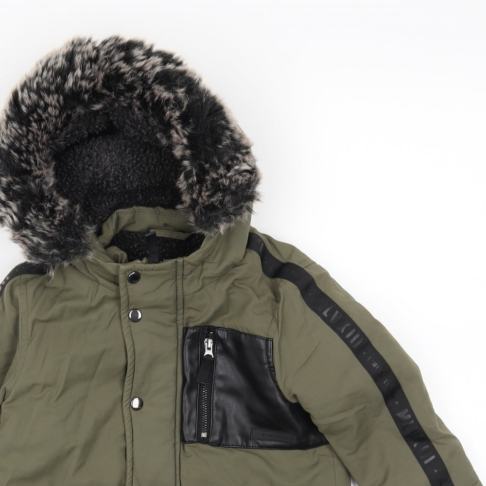 River Island mini Boys Green   Parka Coat Size 12-18 Months