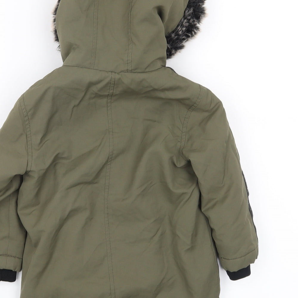 River Island mini Boys Green   Parka Coat Size 12-18 Months