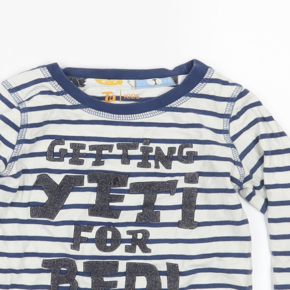 TU Boys White Striped   Pyjama Set Size 2-3 Years