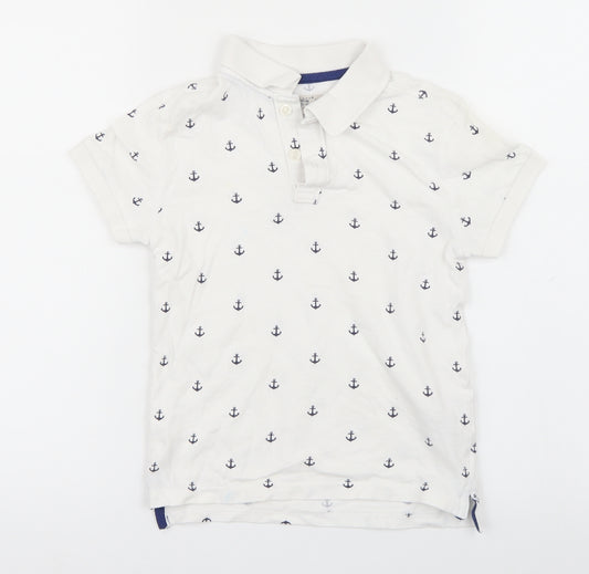 Front view of H&M boys’ white basic polo, size 7-8, years
