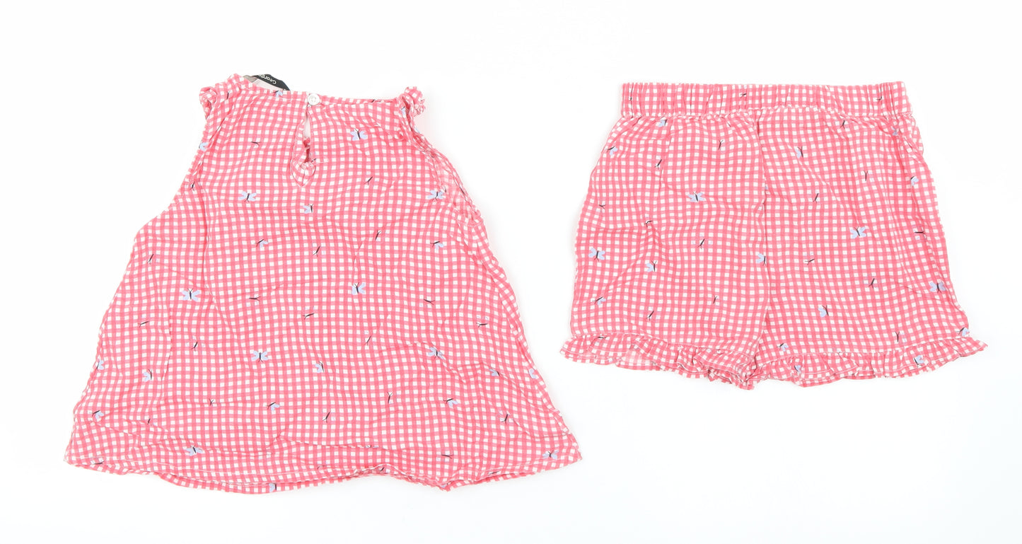George Girls Red Gingham   Set Size 4-5 Years - Shorts and vest