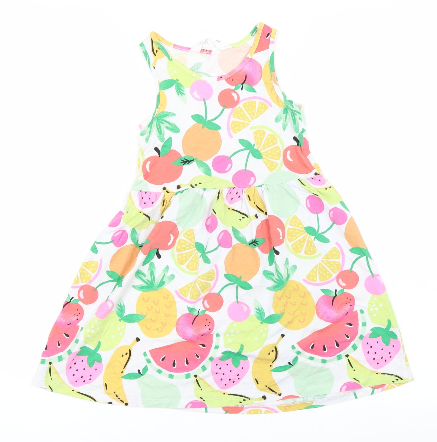 H&M Girls Multicoloured   Skater Dress  Size 4-5 Years  - Fruit Print