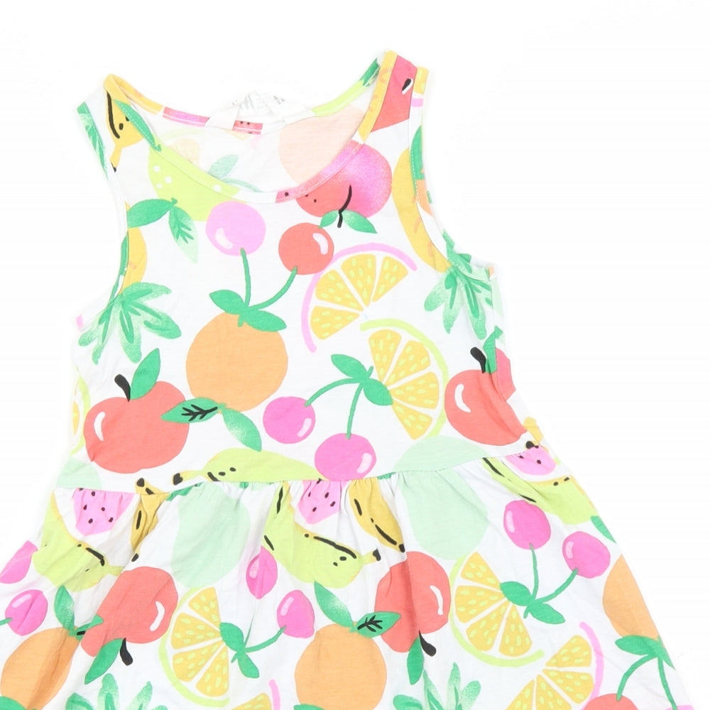 H&M Girls Multicoloured   Skater Dress  Size 4-5 Years  - Fruit Print