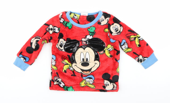 Matalan Baby Red Pyjama Top Size 9-12 Months - Mickey Mouse Fleece