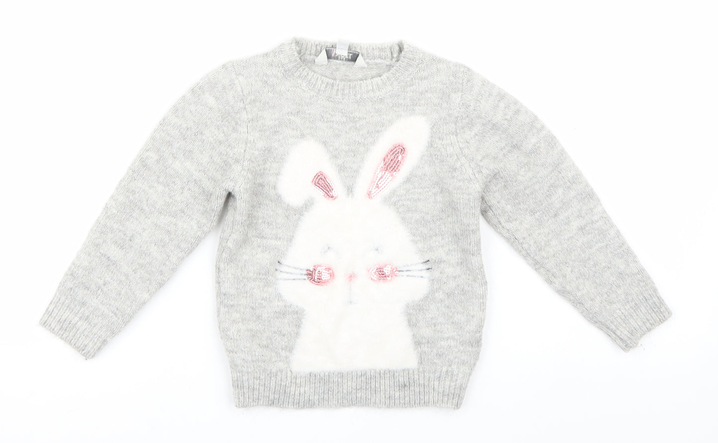 E-vie Angel Girls Grey   Pullover Jumper Size 18-24 Months  - Bunny