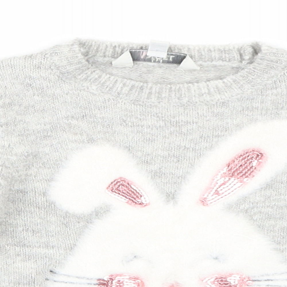 E-vie Angel Girls Grey   Pullover Jumper Size 18-24 Months  - Bunny