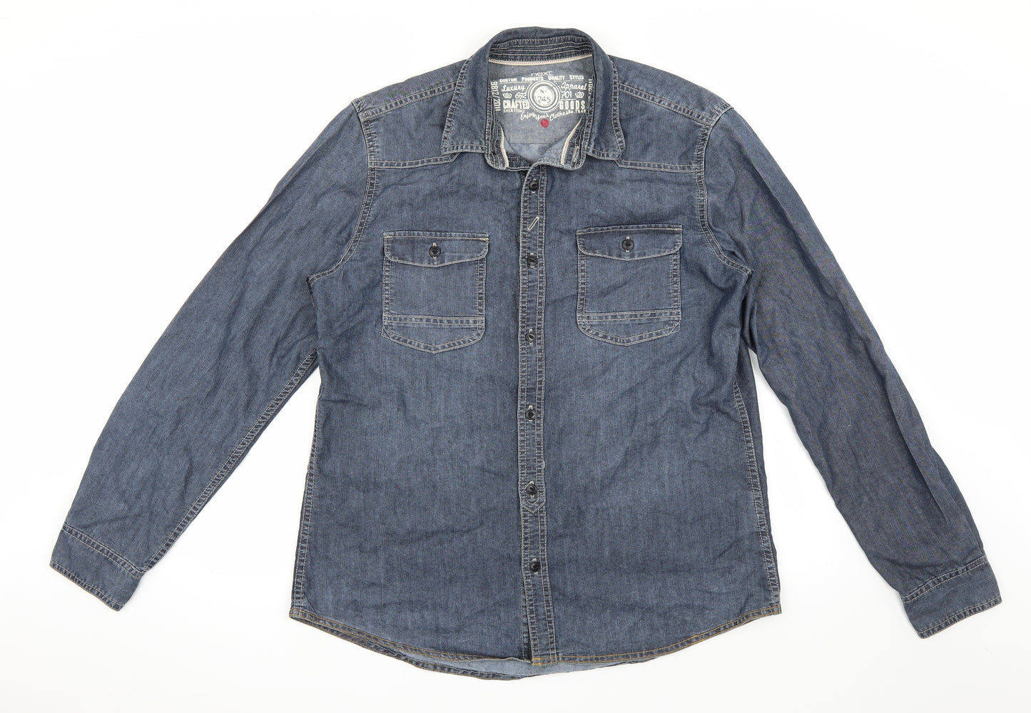 NEXT Mens Blue  Denim  Button-Up Size L
