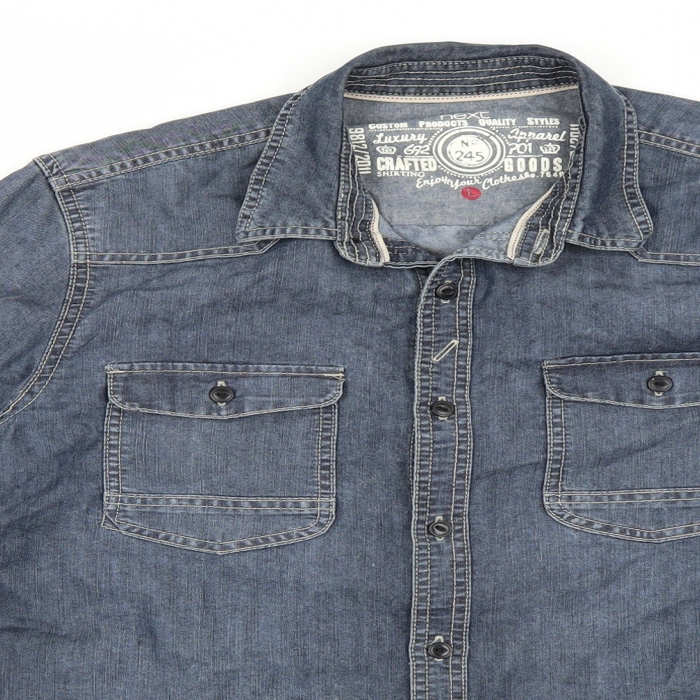 NEXT Mens Blue  Denim  Button-Up Size L