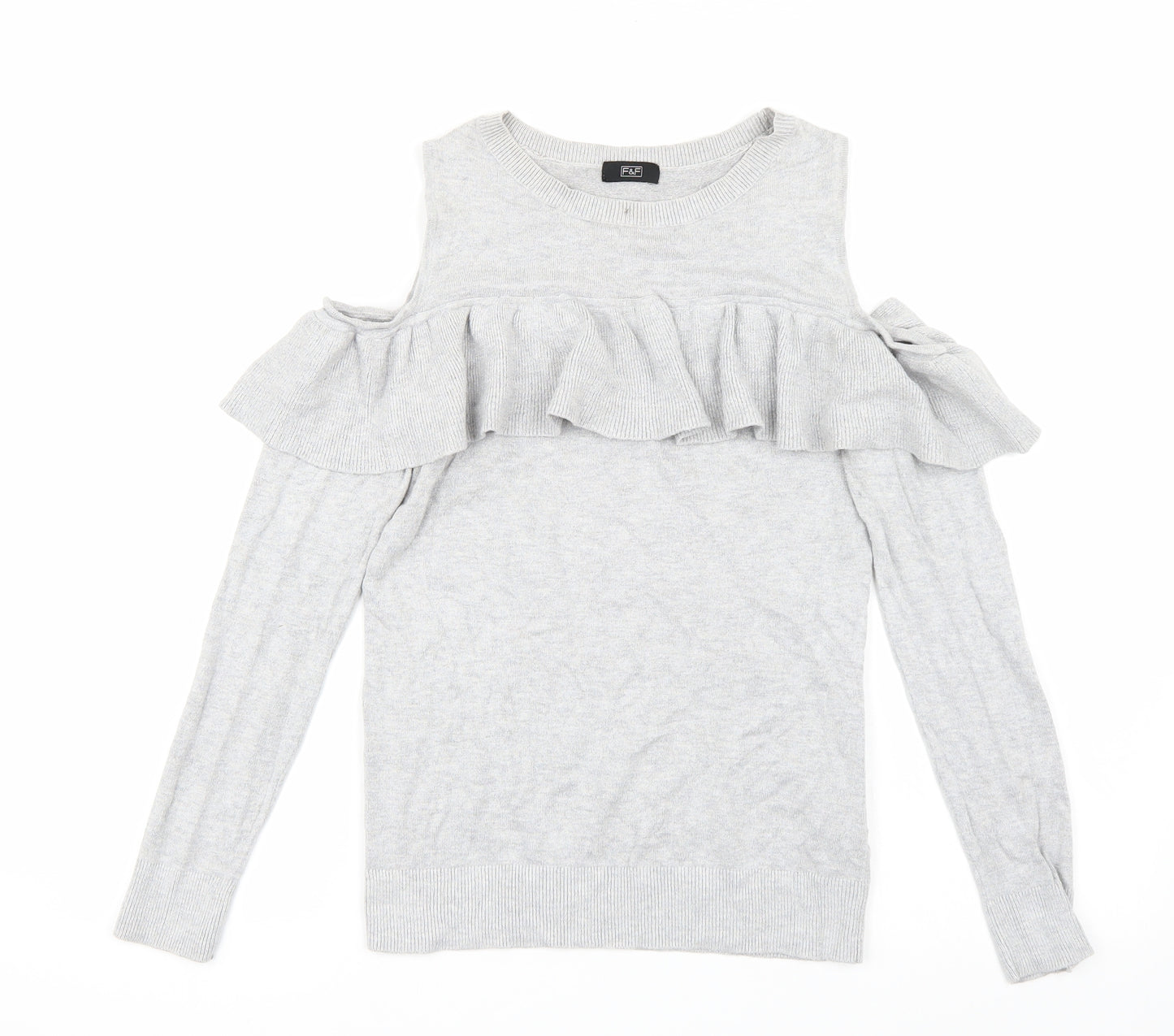 F&F Womens Grey   Pullover Jumper Size 10  - Cold shoulder