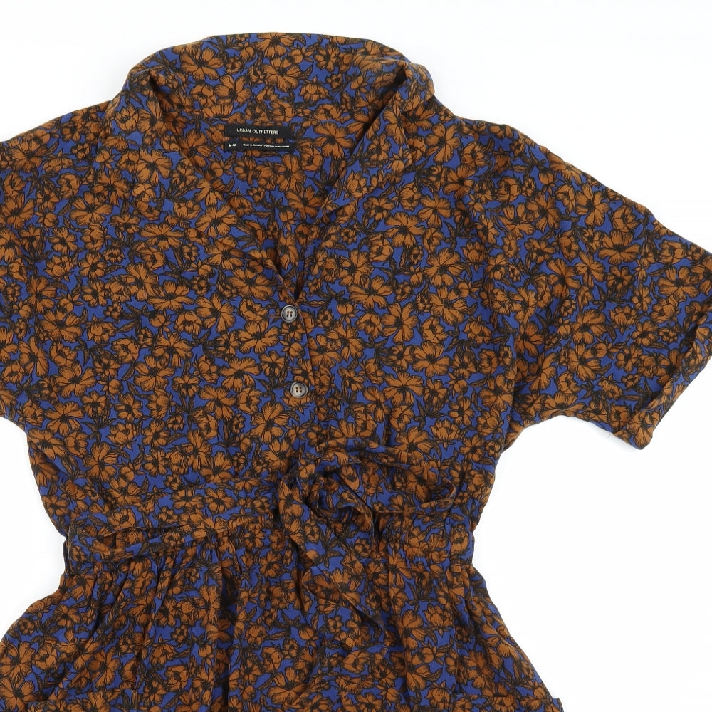 Urban Outfitters Womens Orange Floral  Shirt Dress  Size M