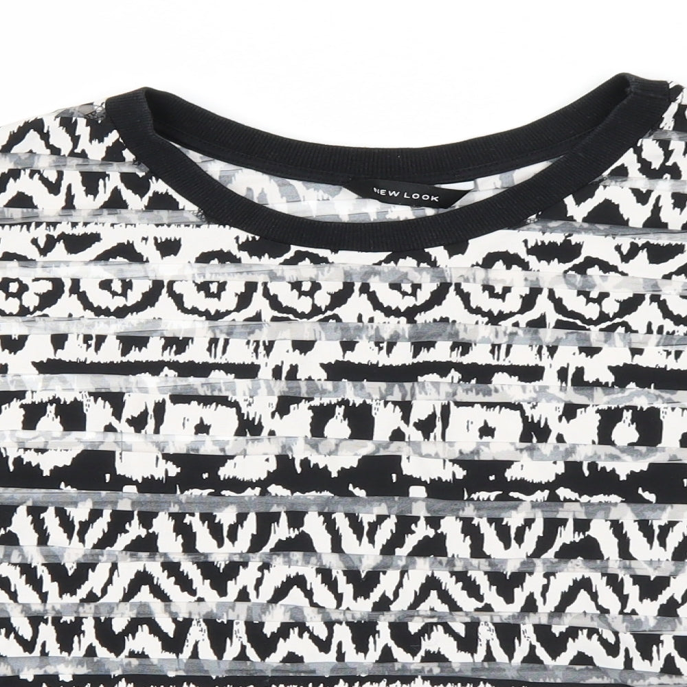 Newlook Womens Black Geometric  Basic T-Shirt Size 16