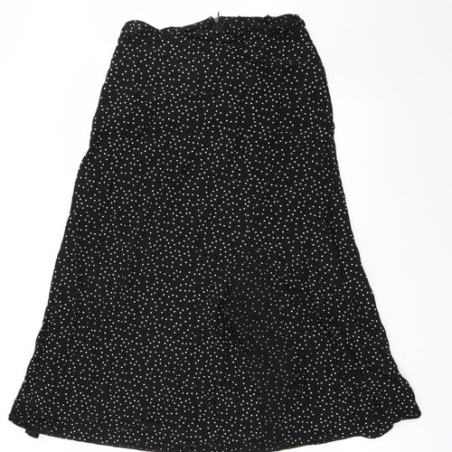 Preworn Womens Black Polka Dot  Maxi Skirt Size 28 in  - Leg Split