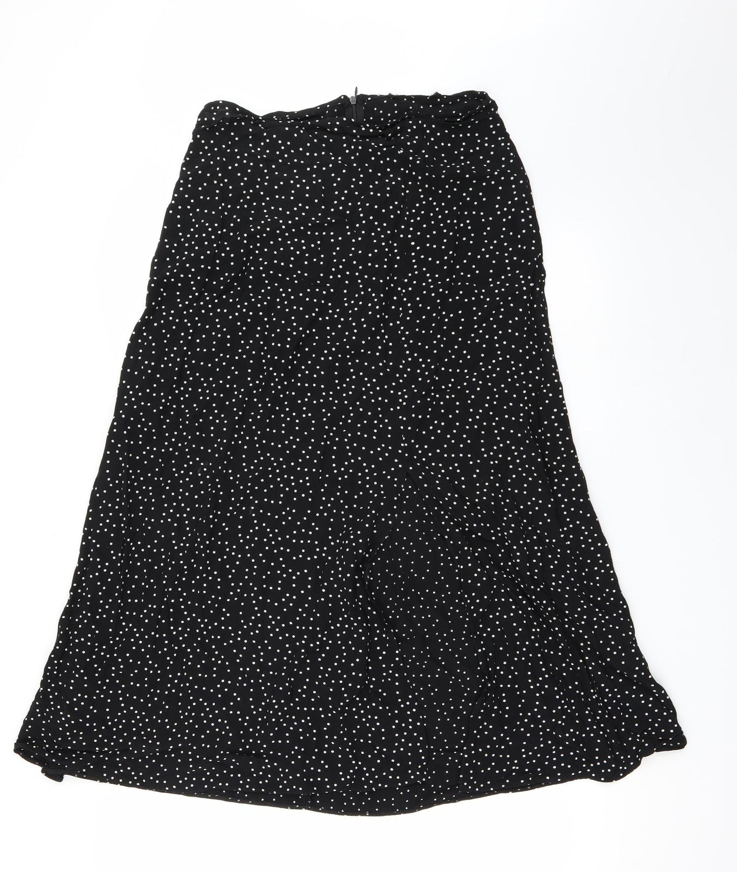 Preworn Womens Black Polka Dot  Maxi Skirt Size 28 in  - Leg Split