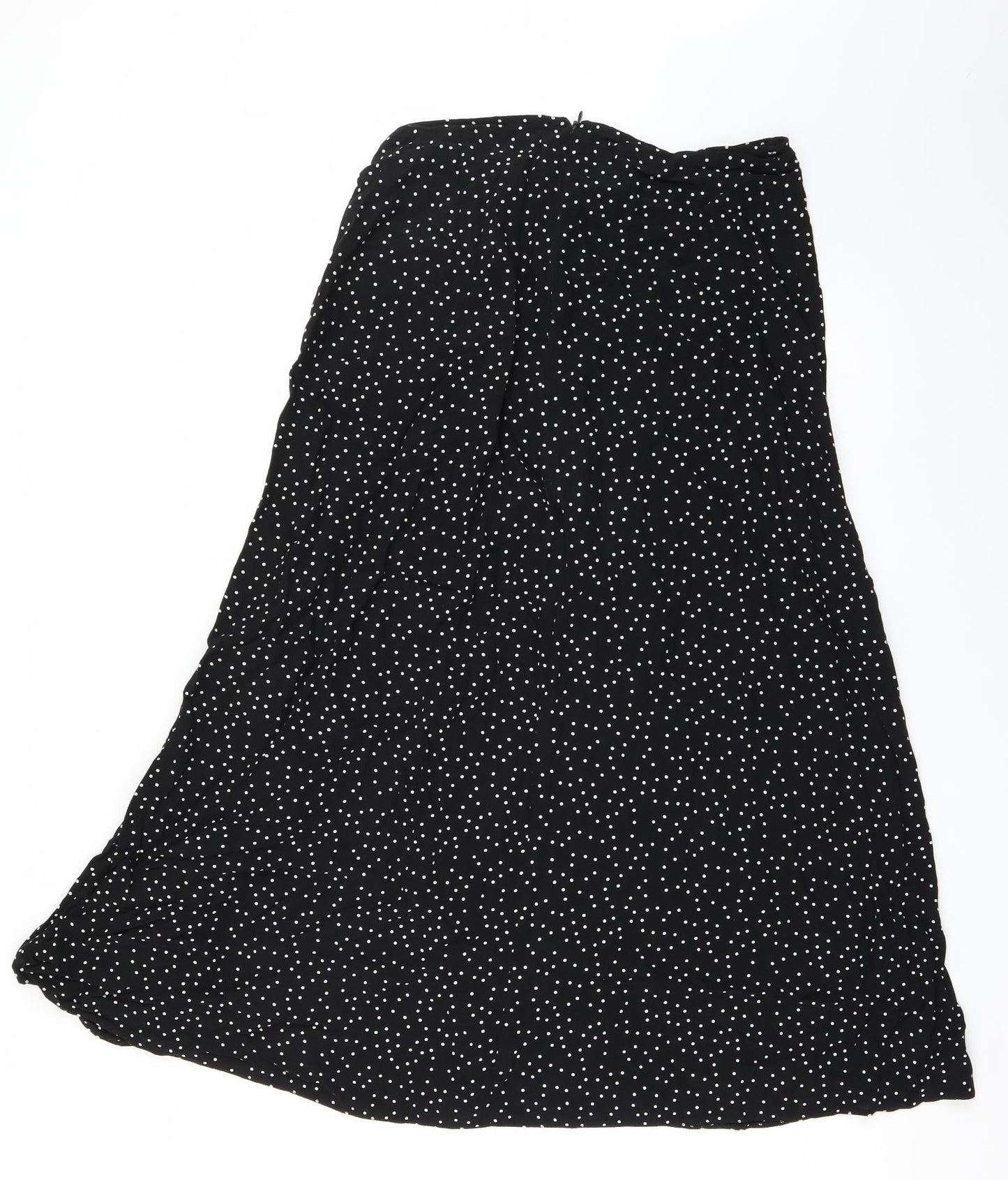 Preworn Womens Black Polka Dot  Maxi Skirt Size 28 in  - Leg Split