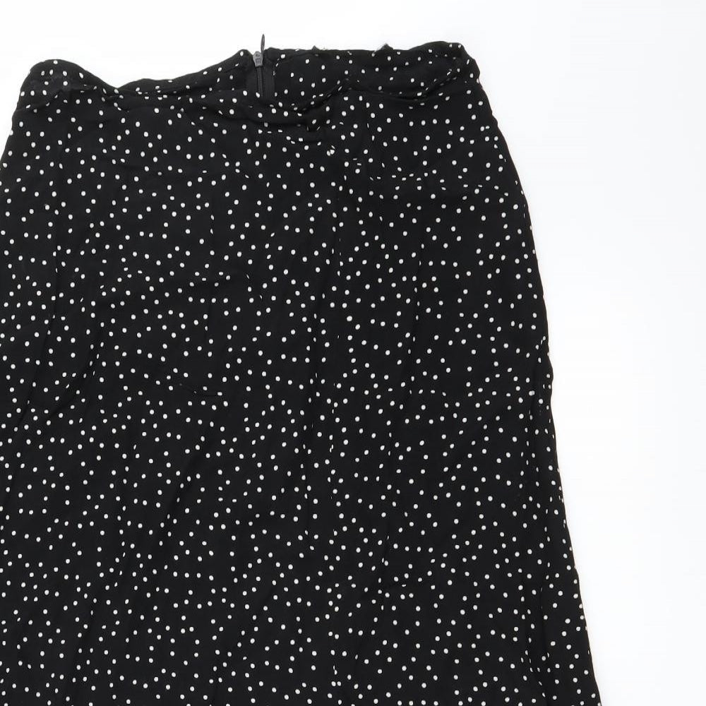 Preworn Womens Black Polka Dot  Maxi Skirt Size 28 in  - Leg Split