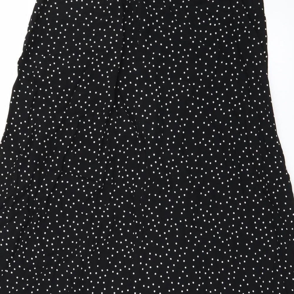 Preworn Womens Black Polka Dot  Maxi Skirt Size 28 in  - Leg Split