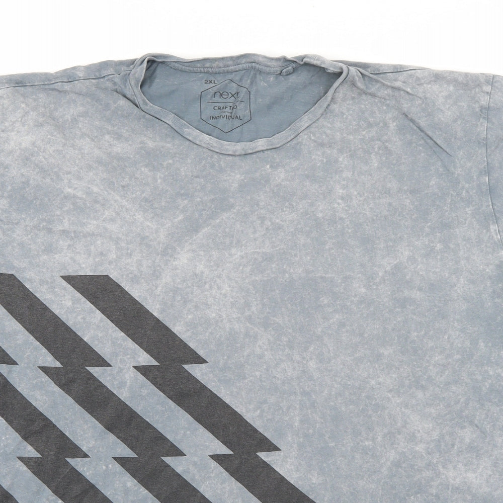 NEXT Mens Grey Striped   T-Shirt Size 2XL
