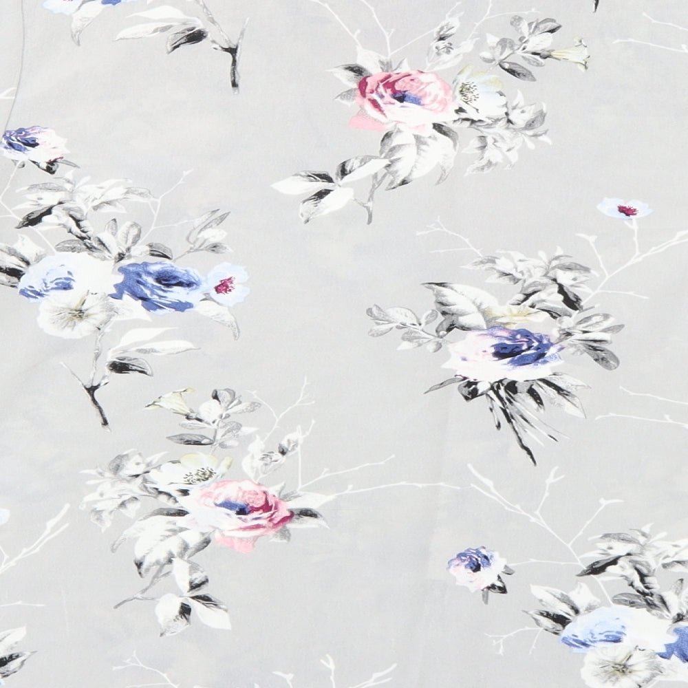 Girls On Film Womens Grey Floral  Basic Blouse Size 14