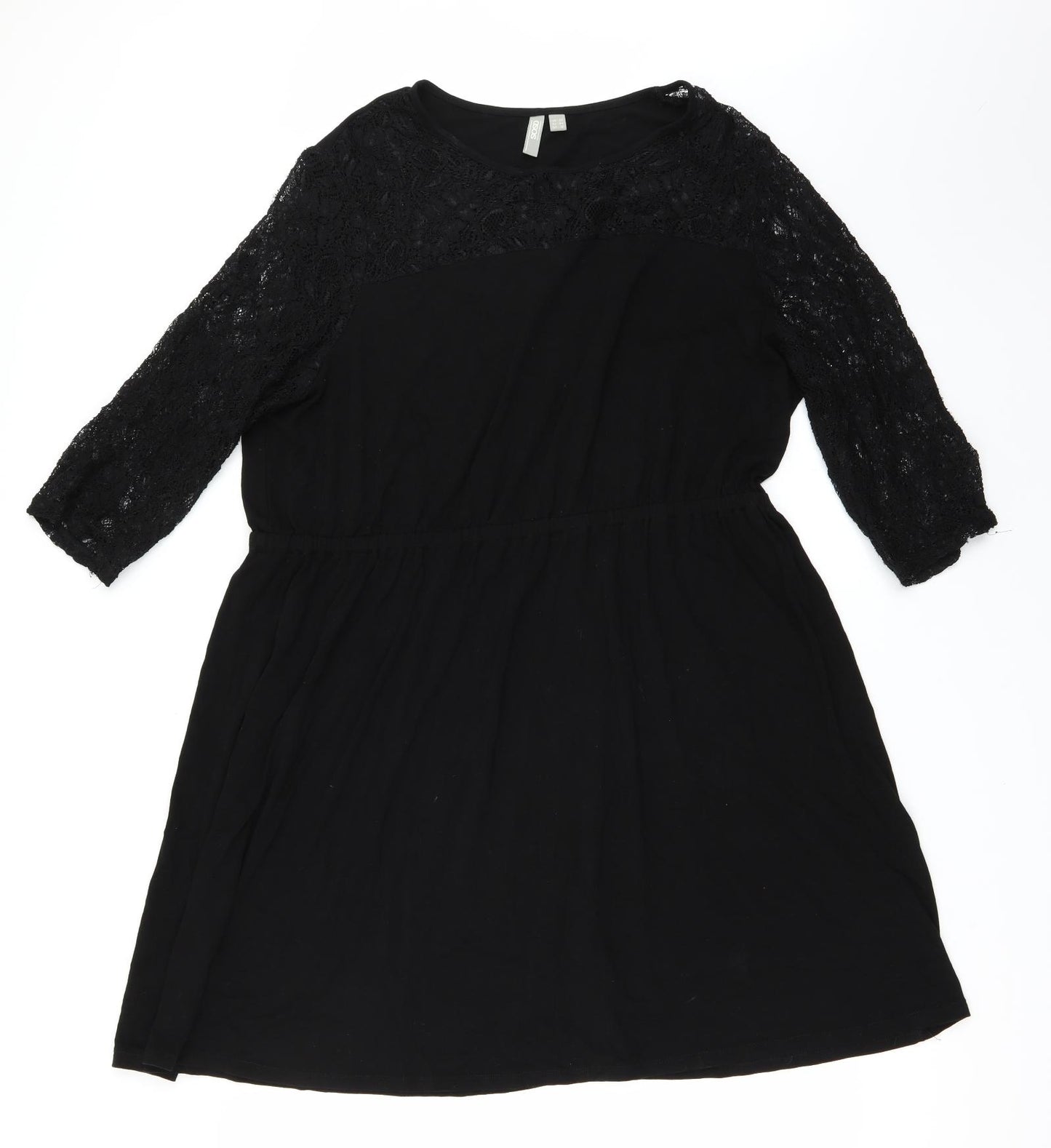 ASOS Womens Black   Skater Dress  Size 22  - Lace Sleeves