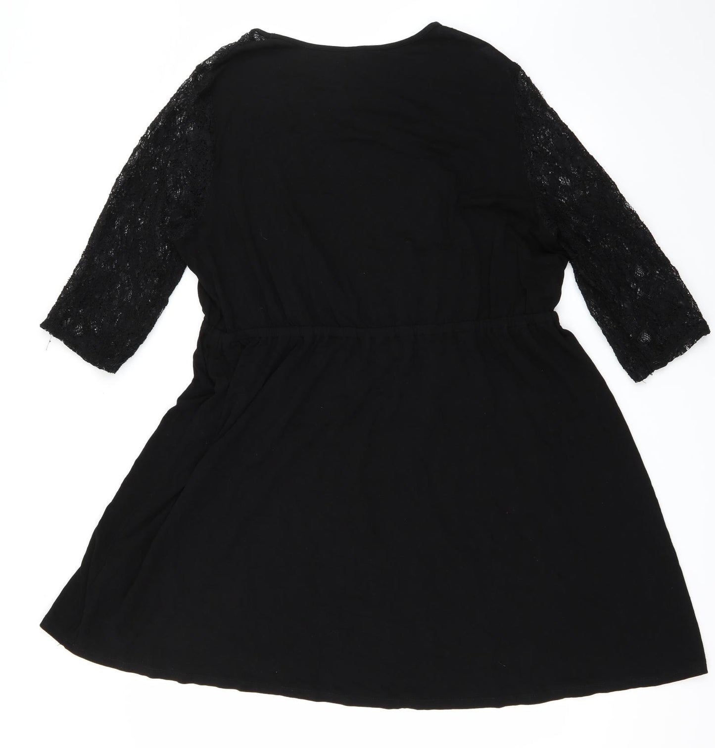 ASOS Womens Black   Skater Dress  Size 22  - Lace Sleeves