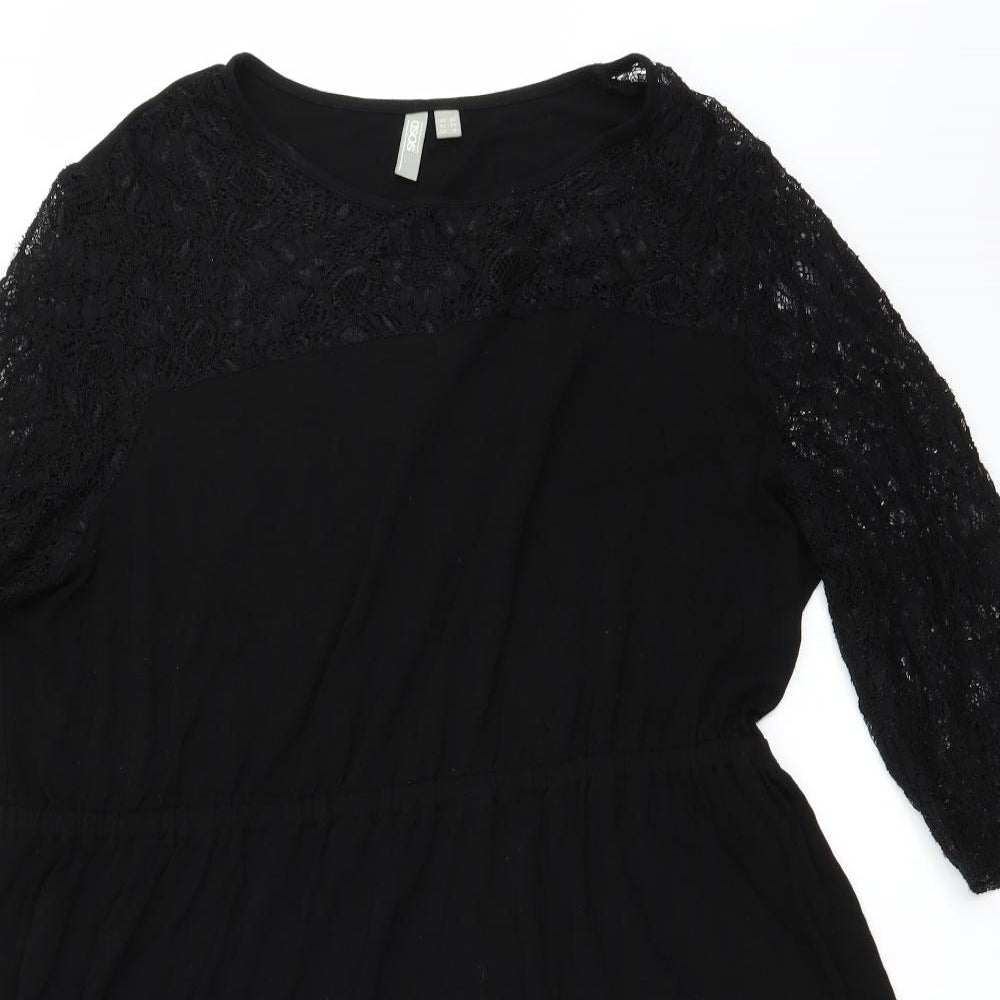ASOS Womens Black   Skater Dress  Size 22  - Lace Sleeves