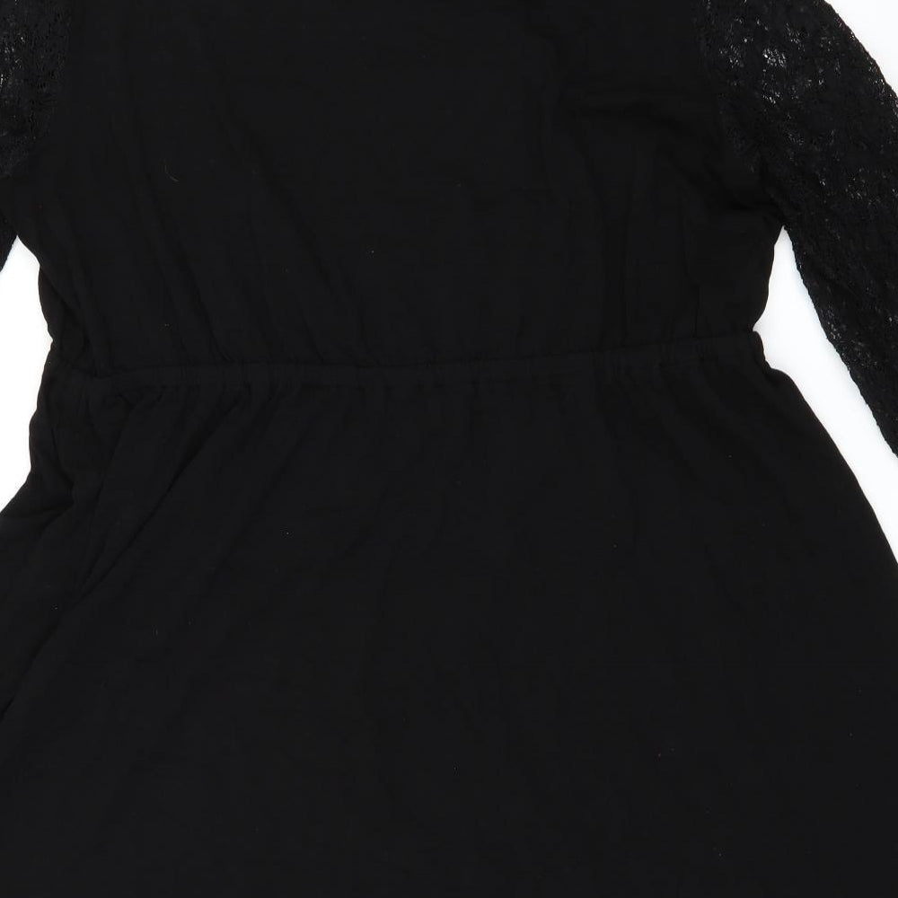 ASOS Womens Black   Skater Dress  Size 22  - Lace Sleeves