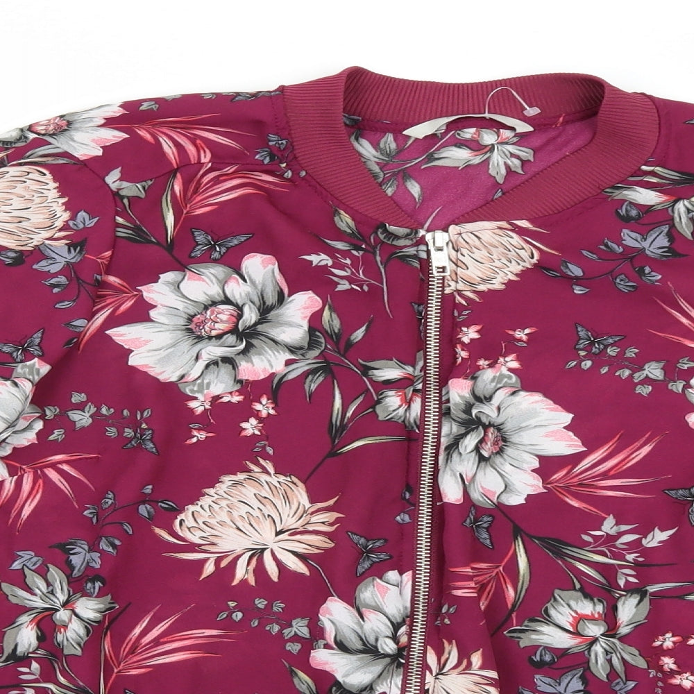 George Womens Purple Floral  Bomber Jacket Jacket Size 12