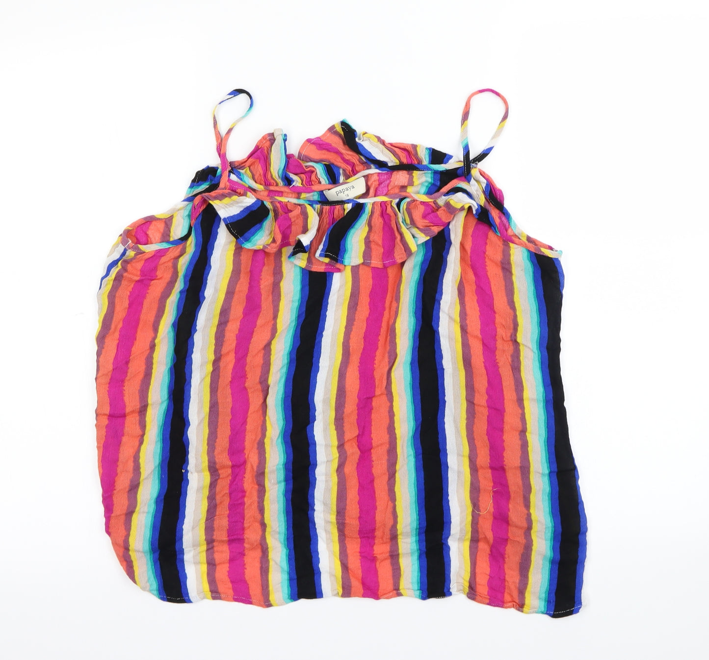 Papaya Womens Multicoloured Striped  Basic Tank Size 16