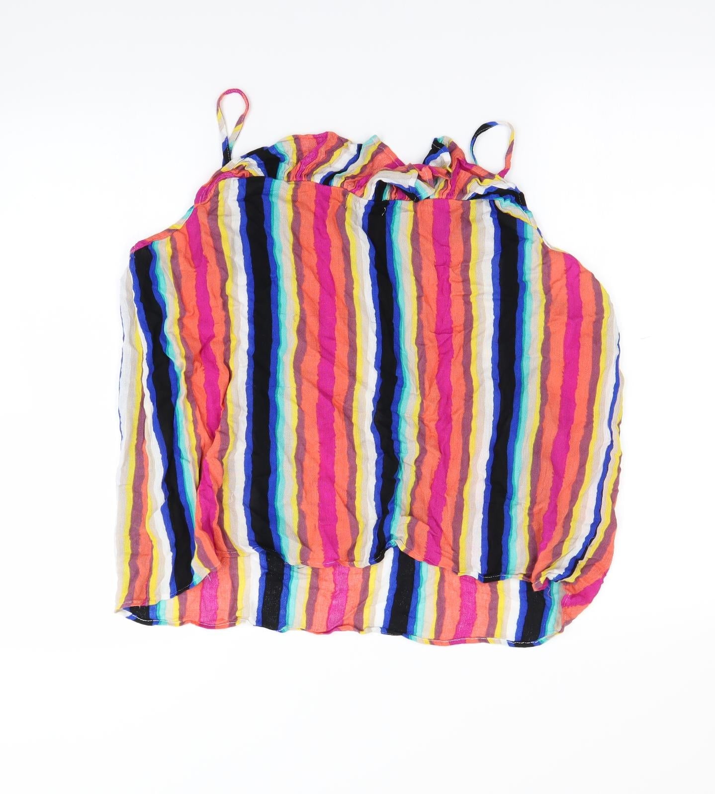Papaya Womens Multicoloured Striped  Basic Tank Size 16