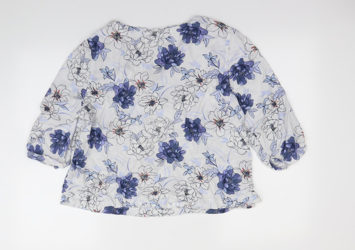 m&S Womens Blue Floral  Basic Blouse Size 16