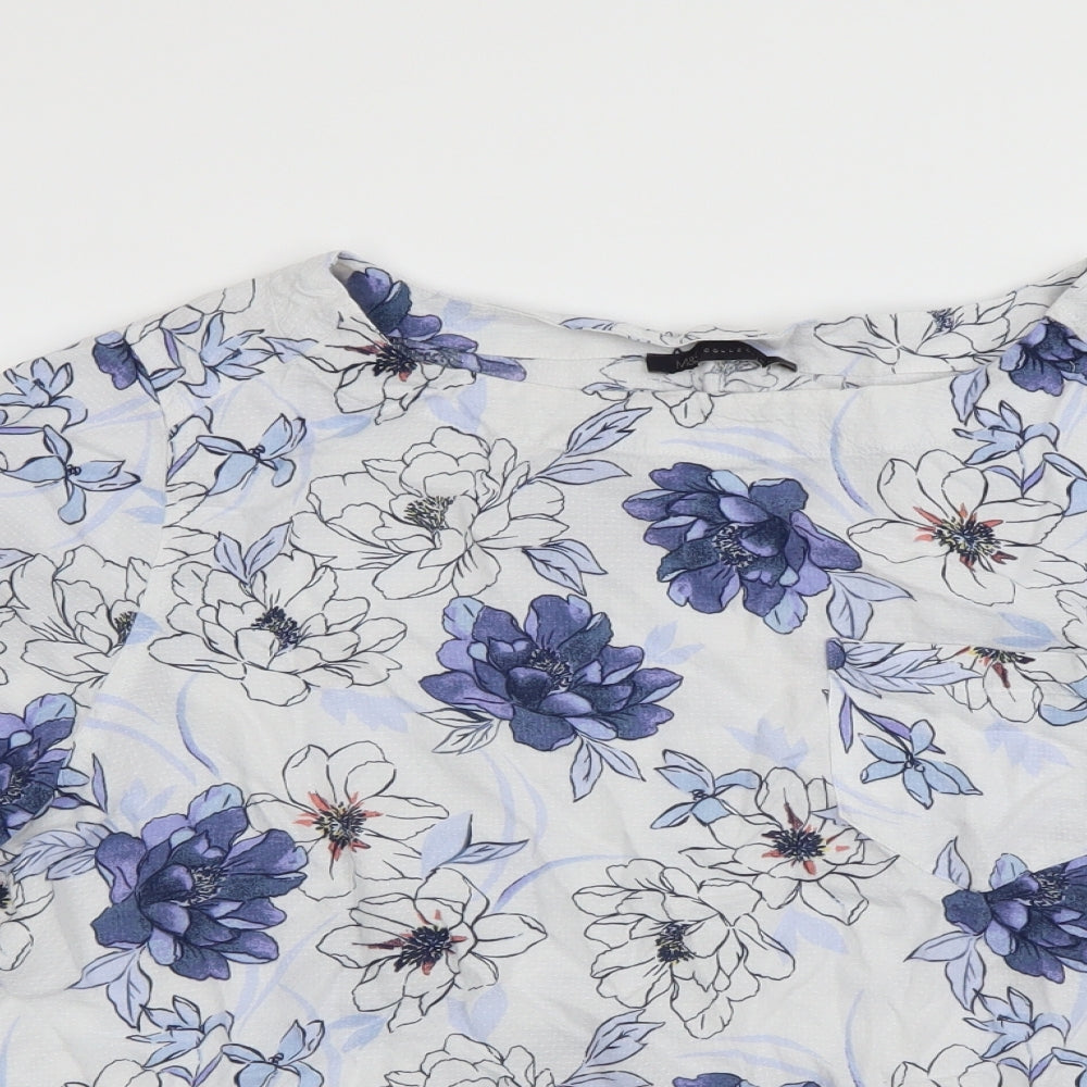 m&S Womens Blue Floral  Basic Blouse Size 16
