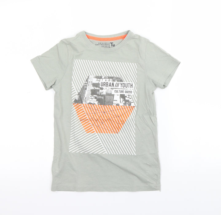 TU Boys Green   Basic T-Shirt Size 7 Years