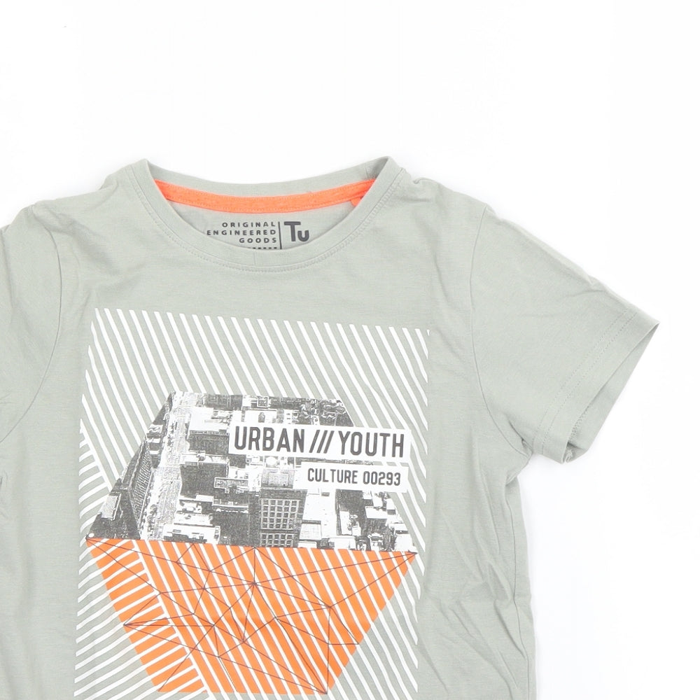 TU Boys Green   Basic T-Shirt Size 7 Years