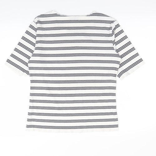 Swell Womens White Striped  Basic T-Shirt Size 12
