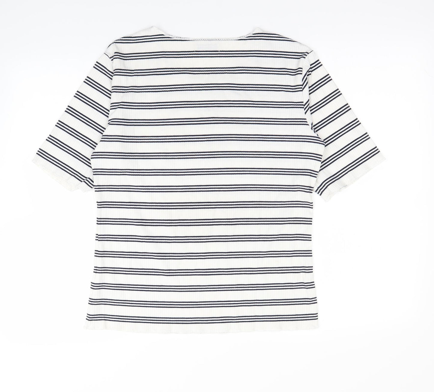 Swell Womens White Striped  Basic T-Shirt Size 12