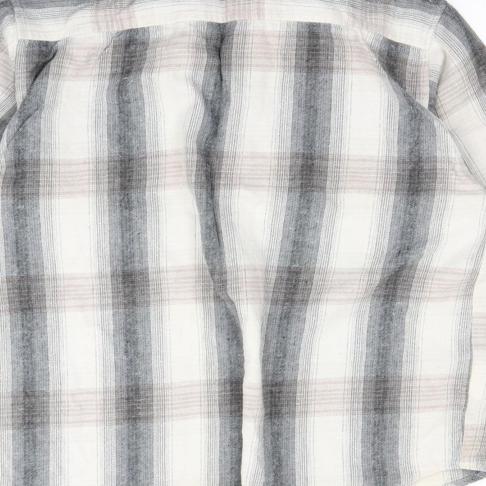 loco limone Womens Beige Check  Basic Button-Up Size 14