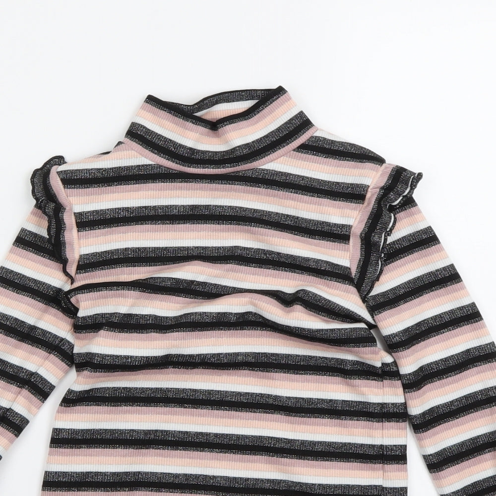 F&F Girls Multicoloured Striped  Basic T-Shirt Size 8-9 Years