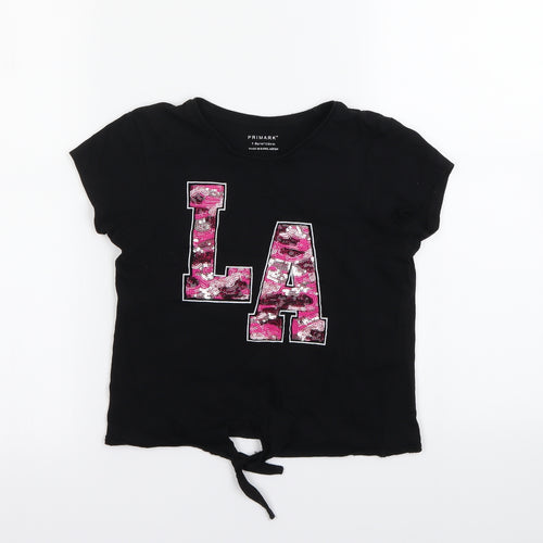 Primark Girls Black   Cropped T-Shirt Size 7-8 Years