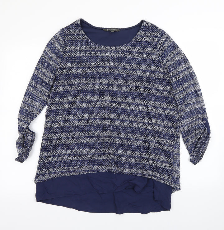 Bonmarché Womens Blue Basic Blouse Size 14