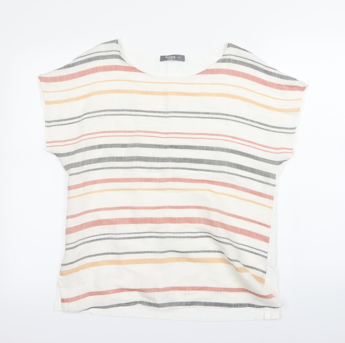 Nutmeg Womens Multicoloured Striped  Basic T-Shirt Size 12