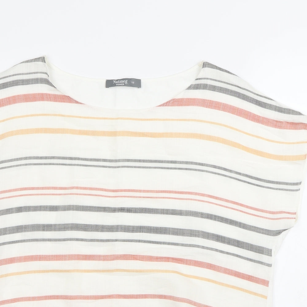 Nutmeg Womens Multicoloured Striped  Basic T-Shirt Size 12