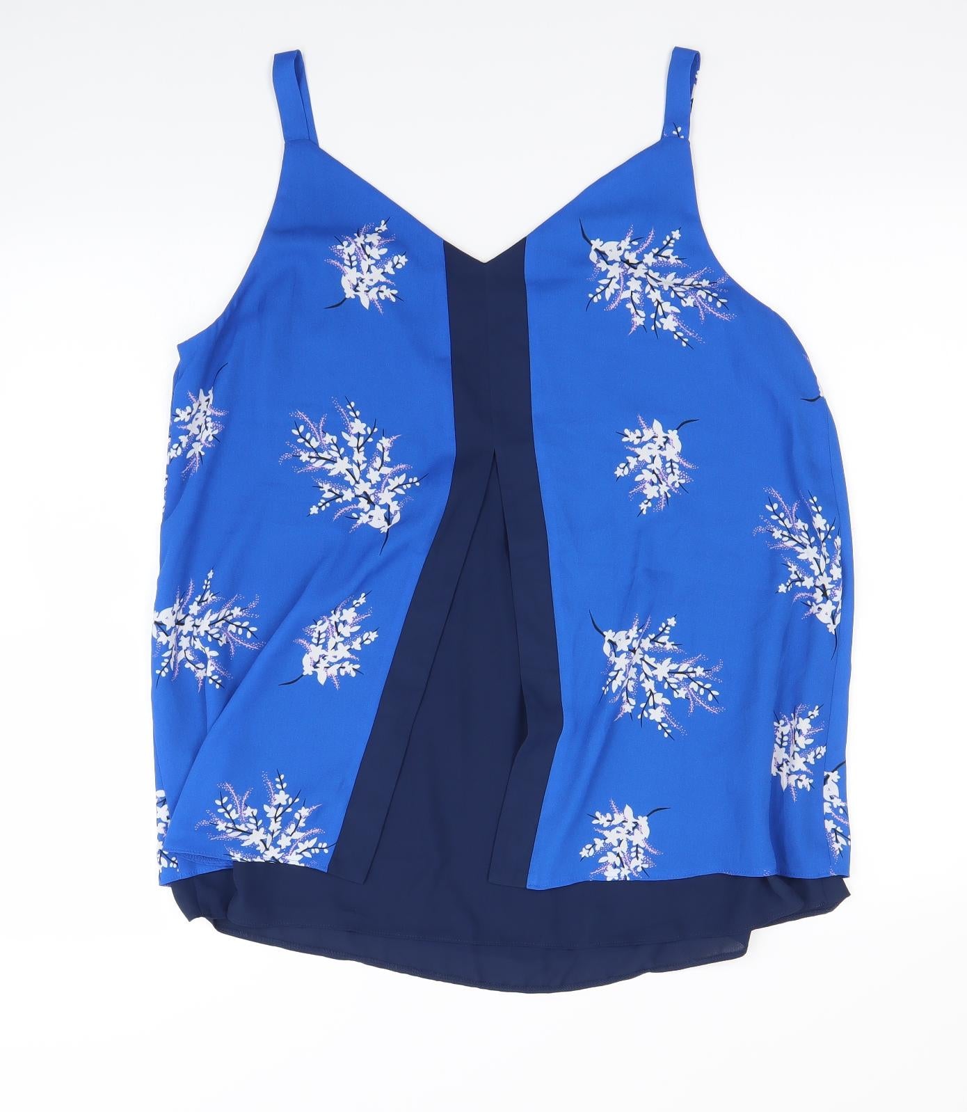 Nutmeg Womens Blue Floral  Basic Blouse Size 16