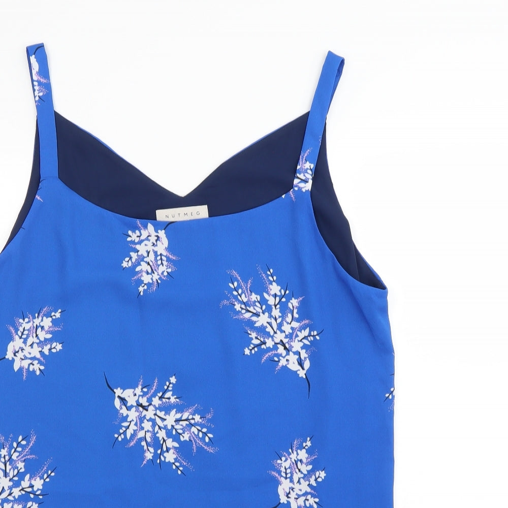 Nutmeg Womens Blue Floral  Basic Blouse Size 16