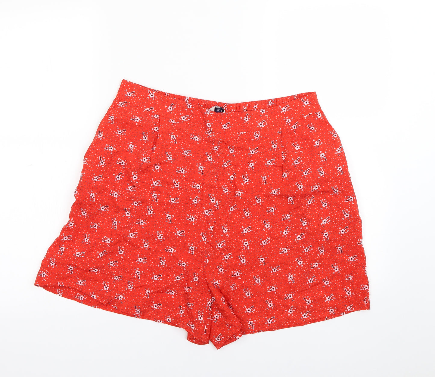 Nutmeg Womens Red Floral  Paperbag Shorts Size 14
