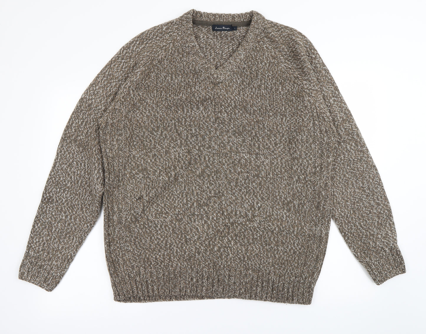 James Pringle Mens Brown Herringbone  Pullover Jumper Size L