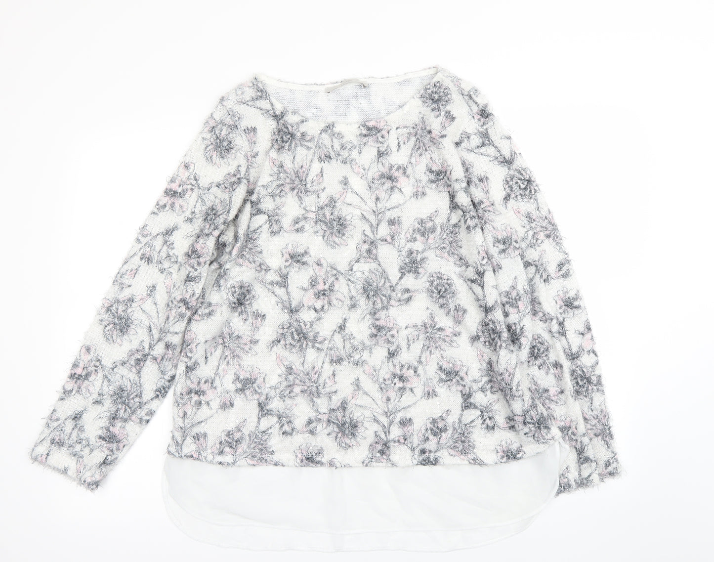 George Womens White Floral  Pullover Jumper Size 18